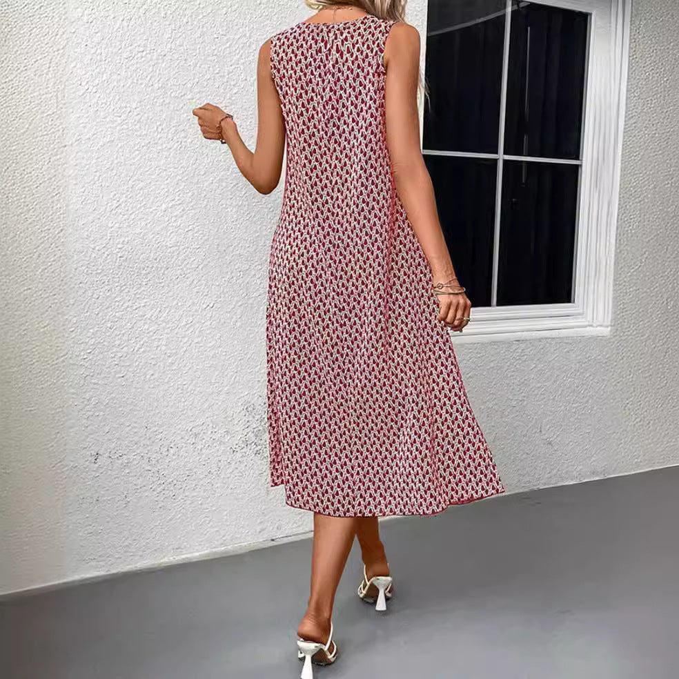 Dame afslappet midi-kjole med asymmetrisk snit og raffinerede accenter Stilla