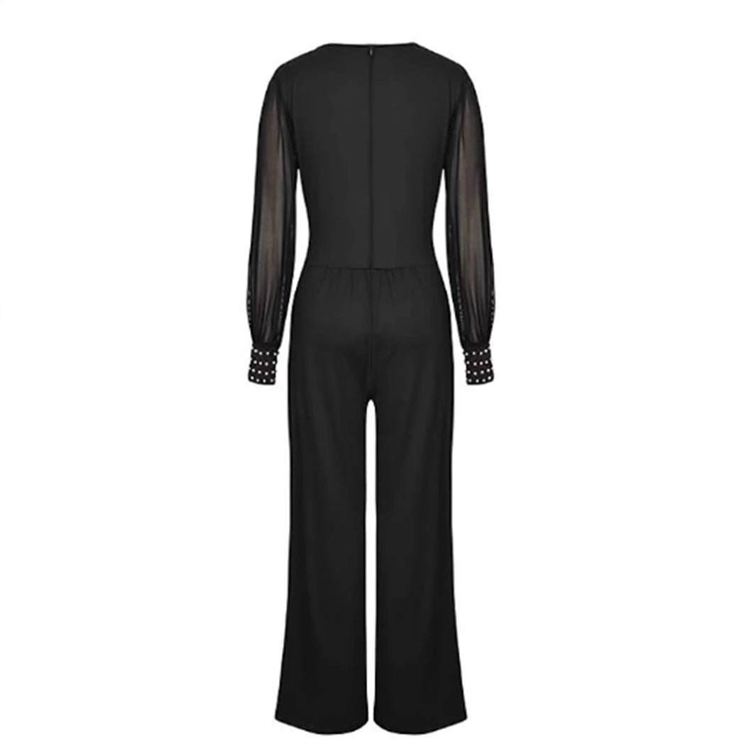 Dame Elegant Jumpsuit med gennemsigtige ærmer og figursyet skæring Stilla