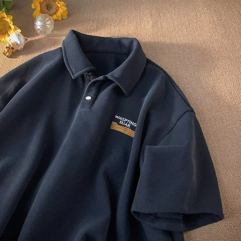 Herre Polo Shirt med struktureret materiale og modigt logo Stilla