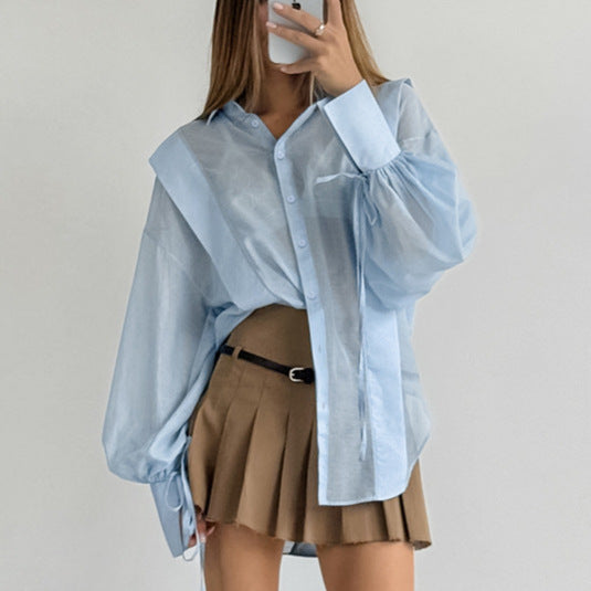 Dame afslappet skjorte med voluminøse ærmer og moderne snit Stilla