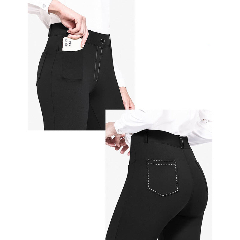 Dame Elegant figursyet Stretchbukser med høje lommer Stilla