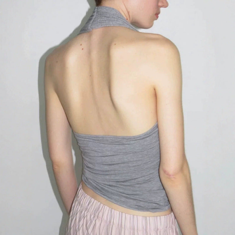 Dame Cropped Halterneck Top med justerbar snor Stilla