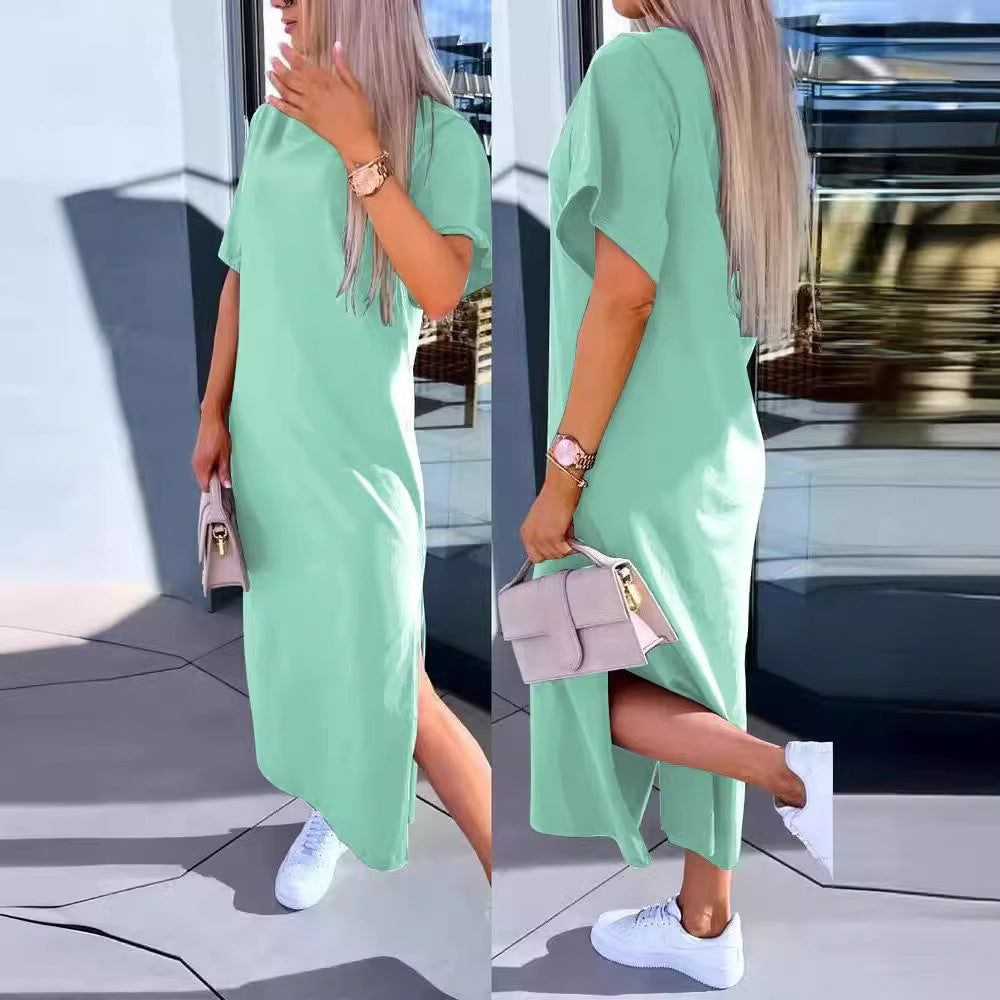 Dame afslappet midikjole med sidelsskilt Stilla