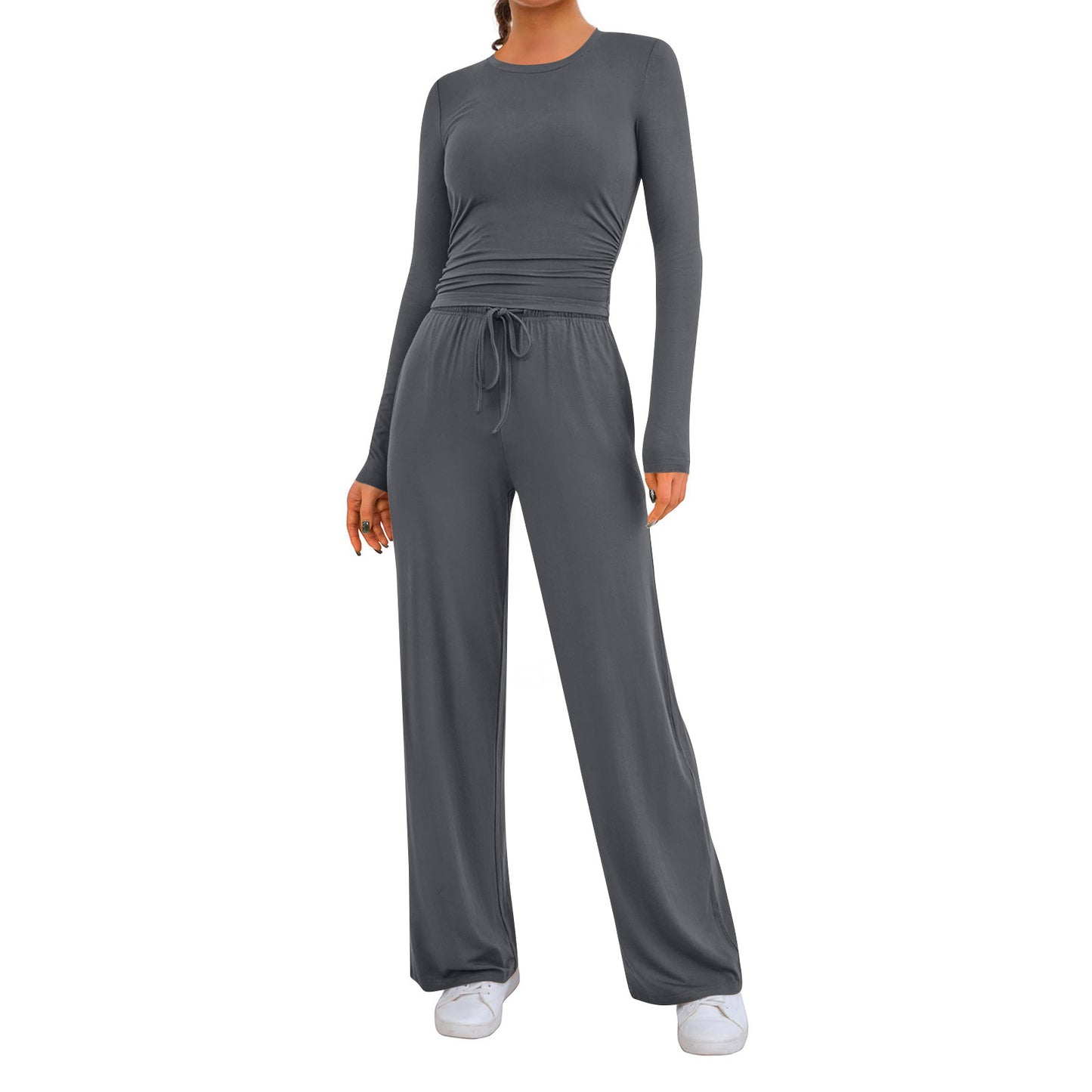 Dame behagelig jumpsuit med lange ærmer og elastisk talje Stilla