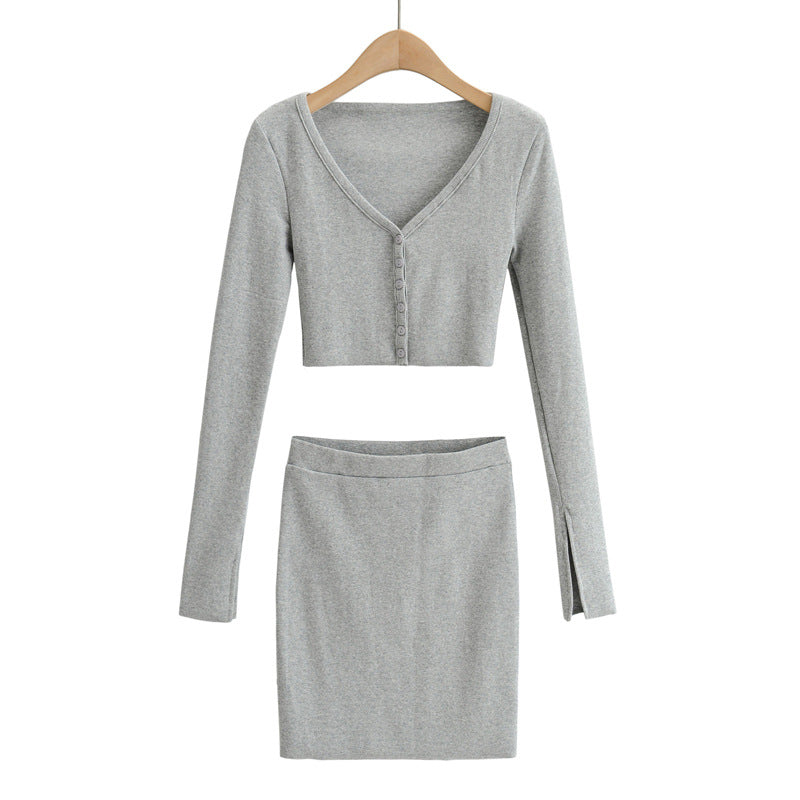 Dame Crop-Top og Nederdel Sæt i elegant Design Stilla