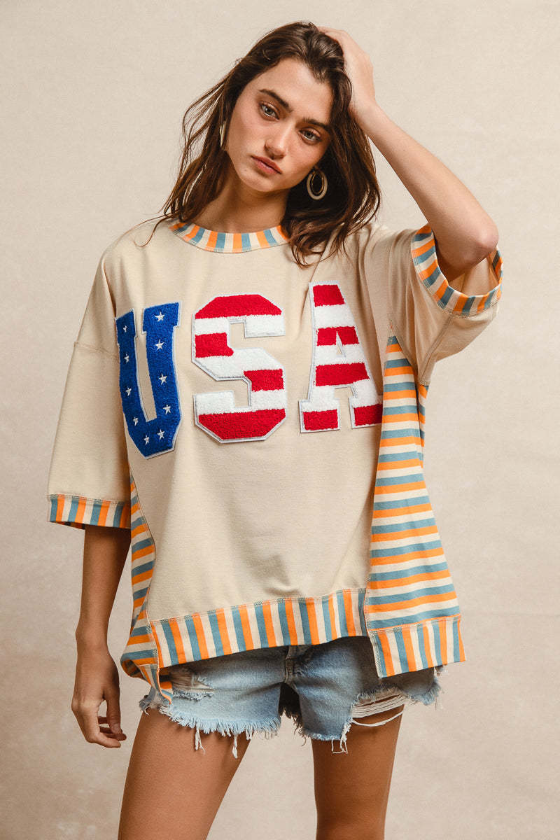 Dame afslappet oversized sweatshirt med farverigt logo-vævet Stilla