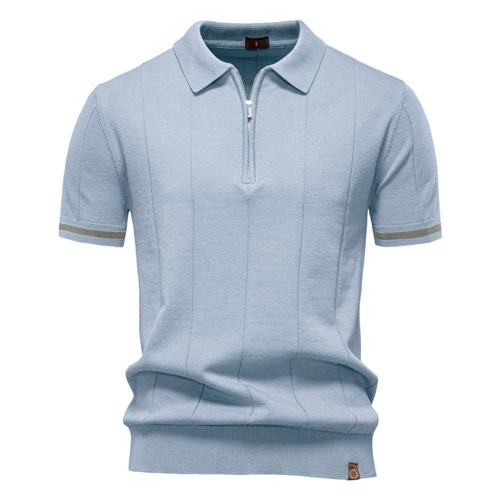 Herre polo T-shirt med sporty lynlås Stilla