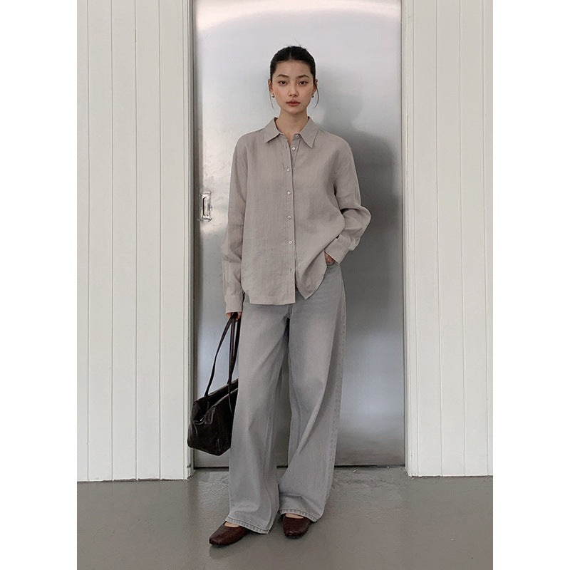 Dame afslappet langærmet bluse lavet af luftig bomuldsblanding med fine knapdetaljer Stilla