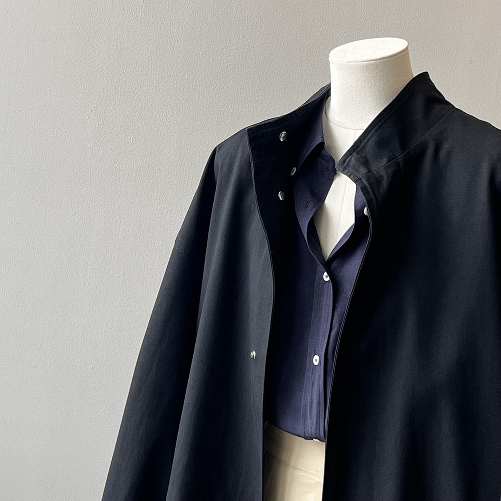 Dame afslappet oversized jakke med praktiske lommer og høj krave Stilla