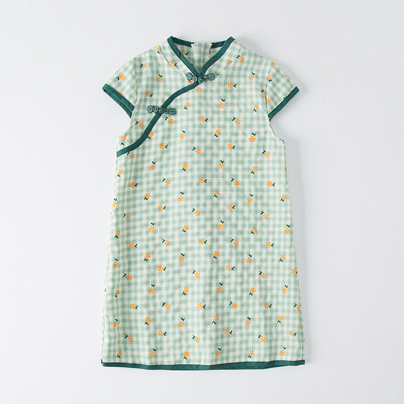 Pige Floral Print Orientalsk Kjole Stilla