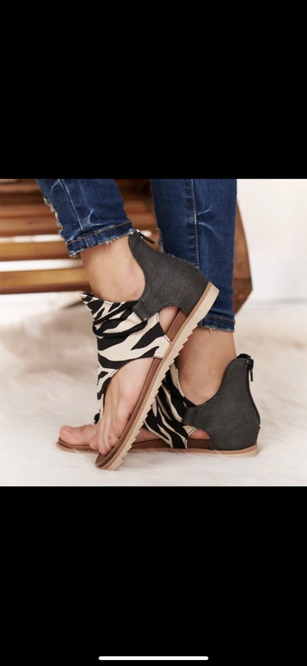 Dame åbne tæer sko med moderigtigt dyremønster Stilla