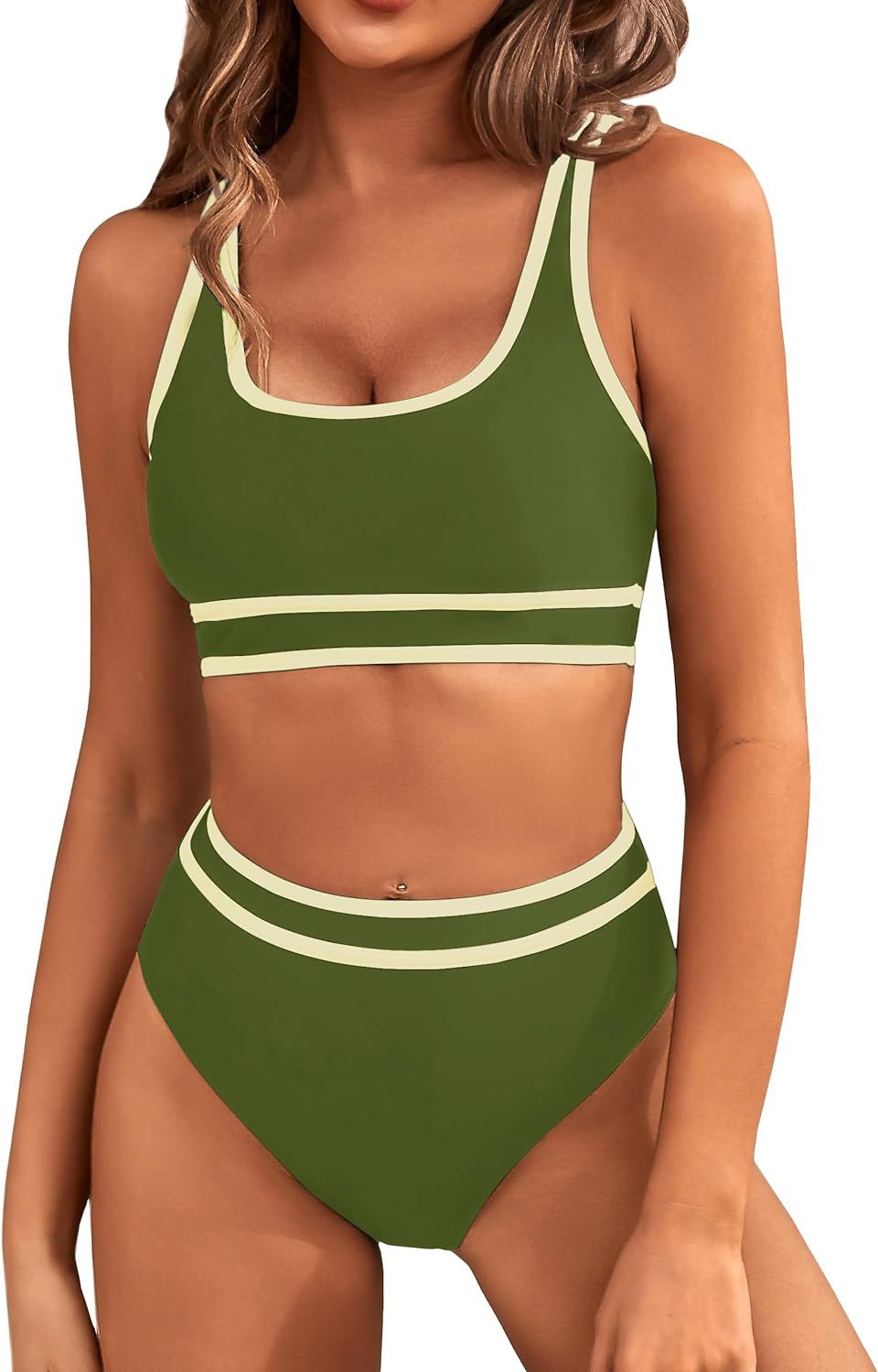 Dame Sporty bikini sæt med brede stropper og høj skæring Stilla