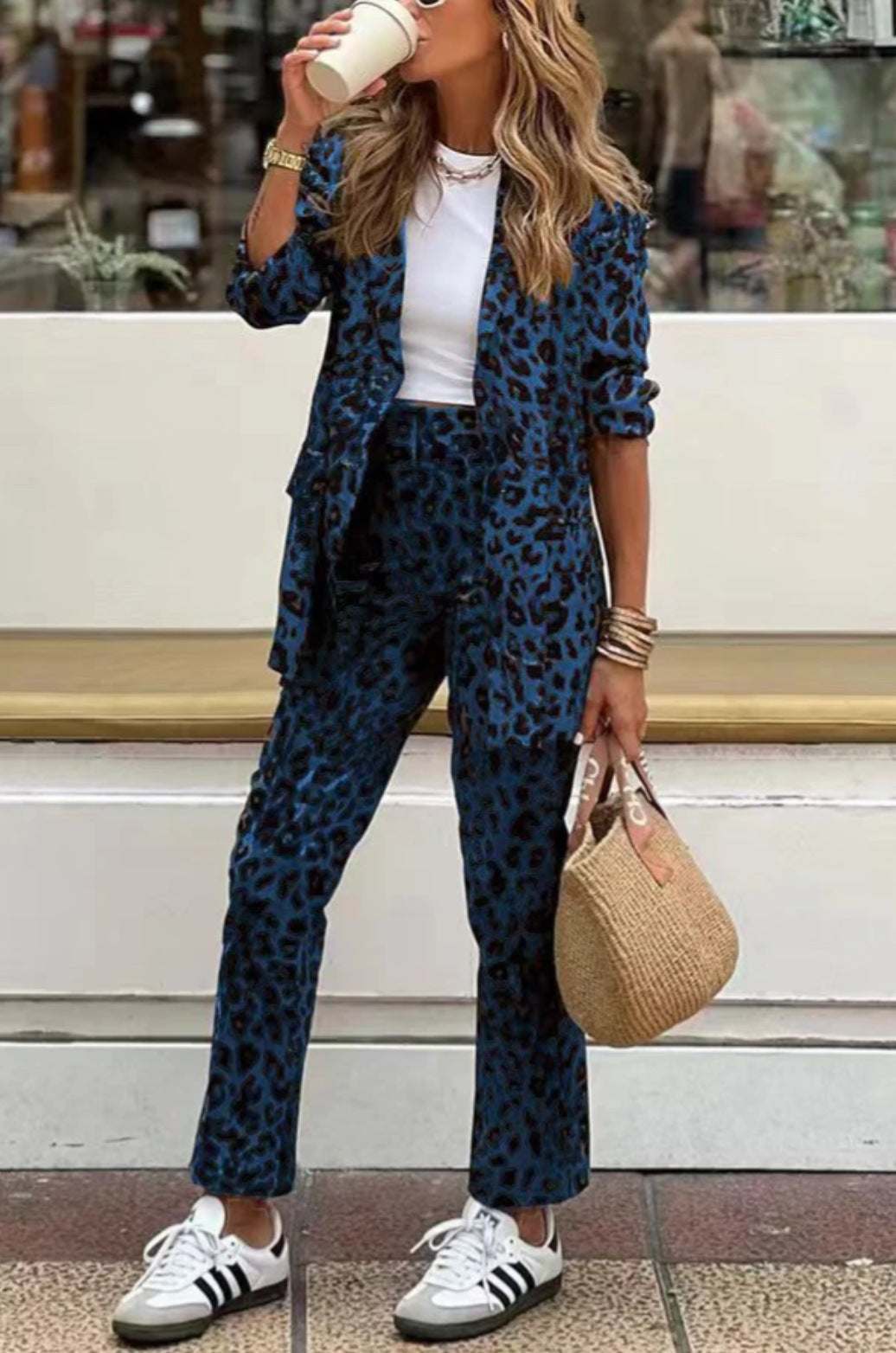 Dame Elegant Animal-Print Jumpsuit med talje Stilla