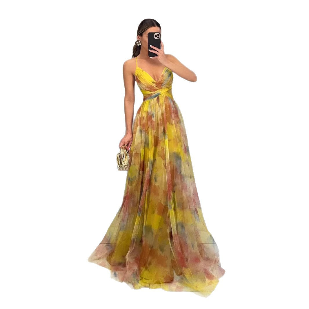 Dame Elegant Floral Maxi Kjole Stilla