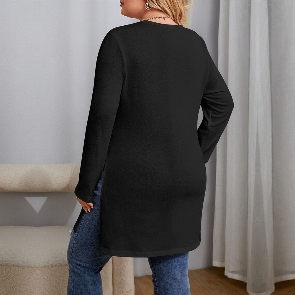 Dame afslappet langærmet skjorte med sidelæg og minimalistisk design Stilla