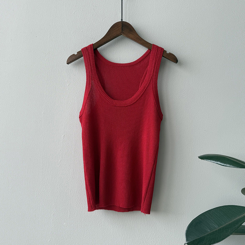 Dame afslappet ribbet t-shirt med brede stropper og komfortabel pasform Stilla