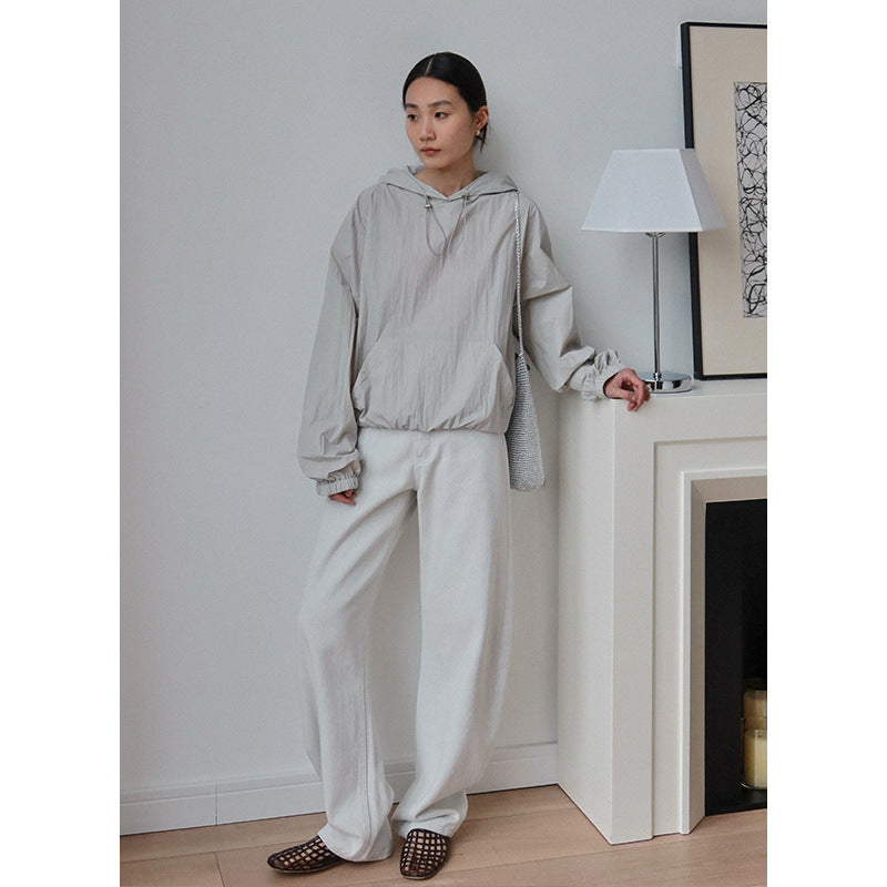 Dame afslappet bomulds-hoodie med elastisk bund og praktiske lommer Stilla