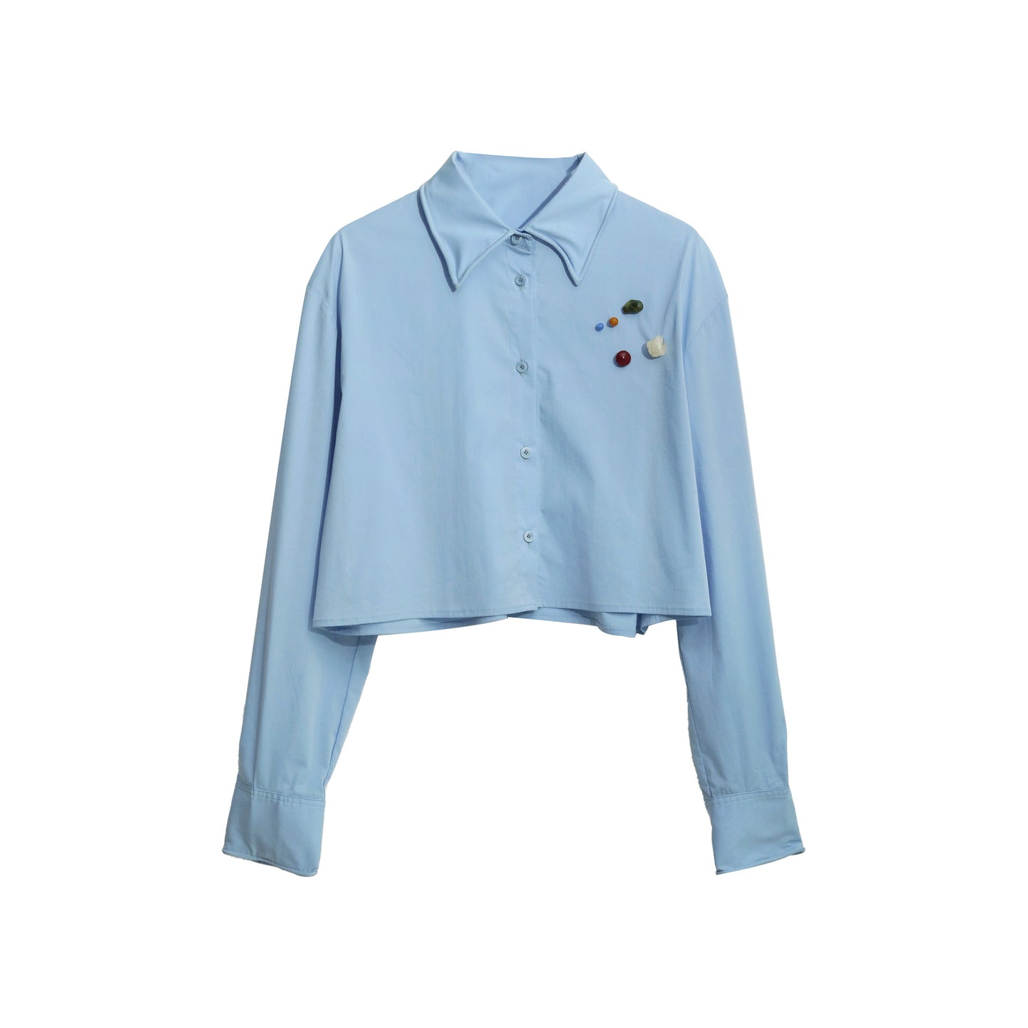 Dame cropped skjorte bluse med moderne knapdetaljer Stilla