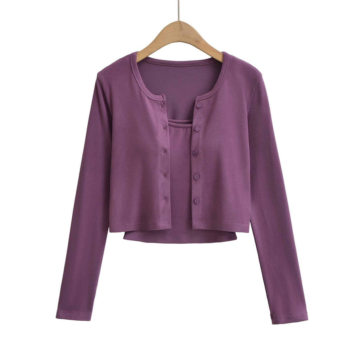 Dame cropped cardigan med knapbart design og blødt stof Stilla