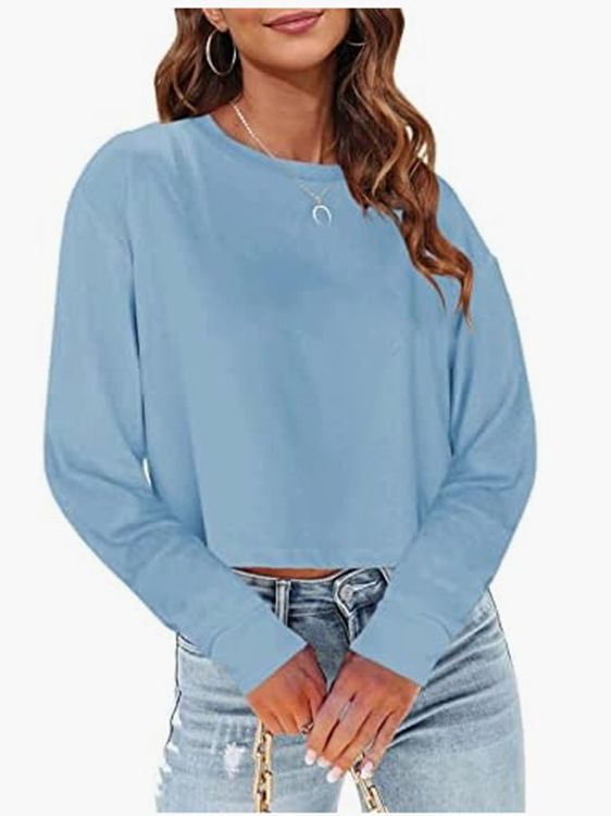 Dame Cropped Langærmet T-shirt med Pufærmer Stilla