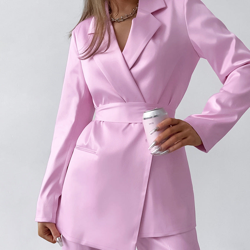 Dame elegant blazer- og bukse-sæt med tætsiddende silhuet Stilla