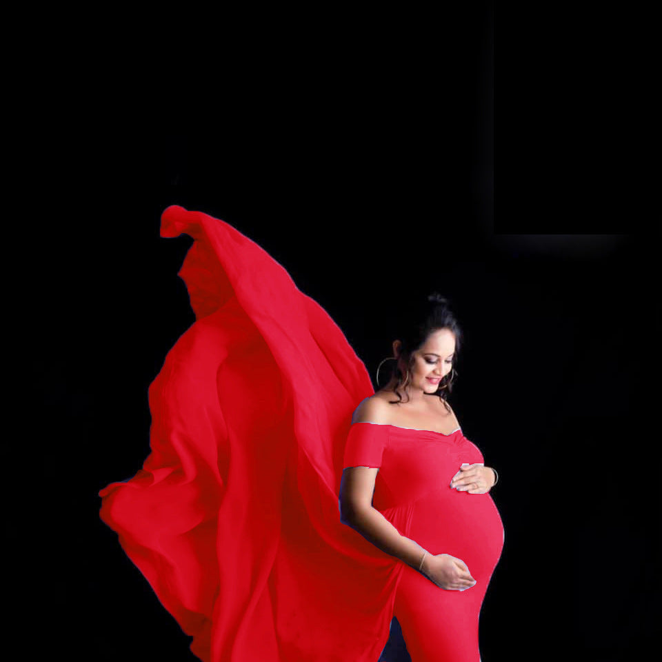 Dame Elegant Graviditets Wrap Kjole Stilla