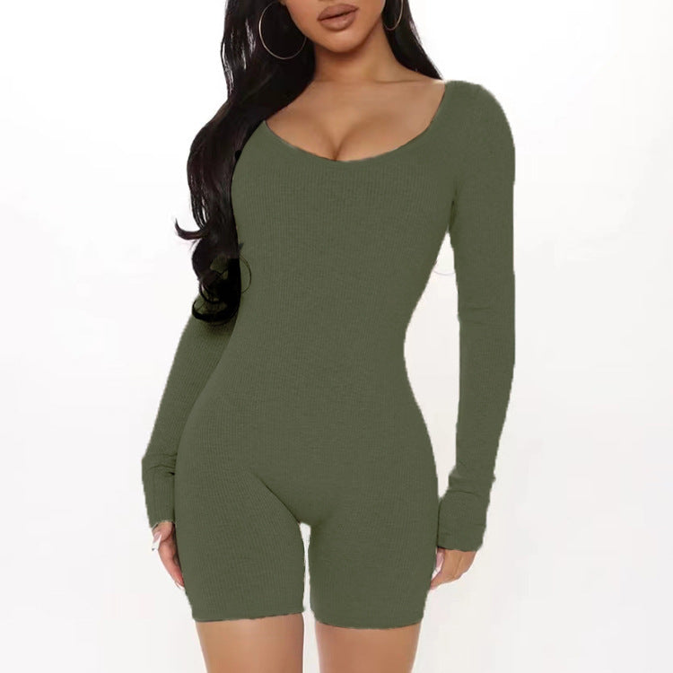 Dame Figurtilpasset Jumpsuit med lange ærmer og V-udskæring Stilla