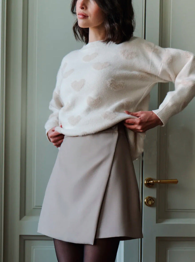 Dame elegant asymmetrisk omslagskjørt lavet af højkvalitetsmateriale Stilla