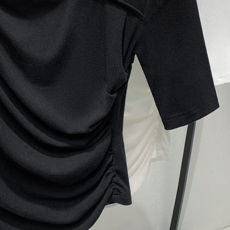 Dame Dekorativ Kortærmet T-shirt med raffineret Draperingsdesign Stilla