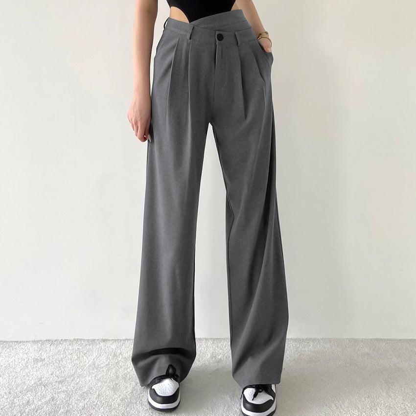 Dame elegant høj talje bukser med vide ben og drapering Stilla