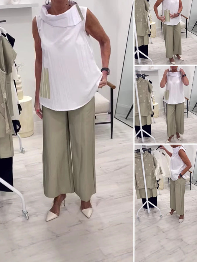 Dame elegant bluse med asymmetrisk krave og modemæssigt design Stilla