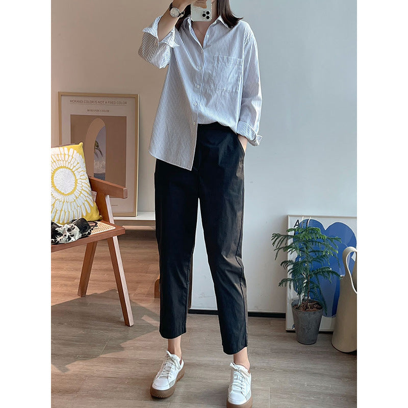 Dame afslappet Chino bukser med praktisk elastisk linning og moderne folder Stilla