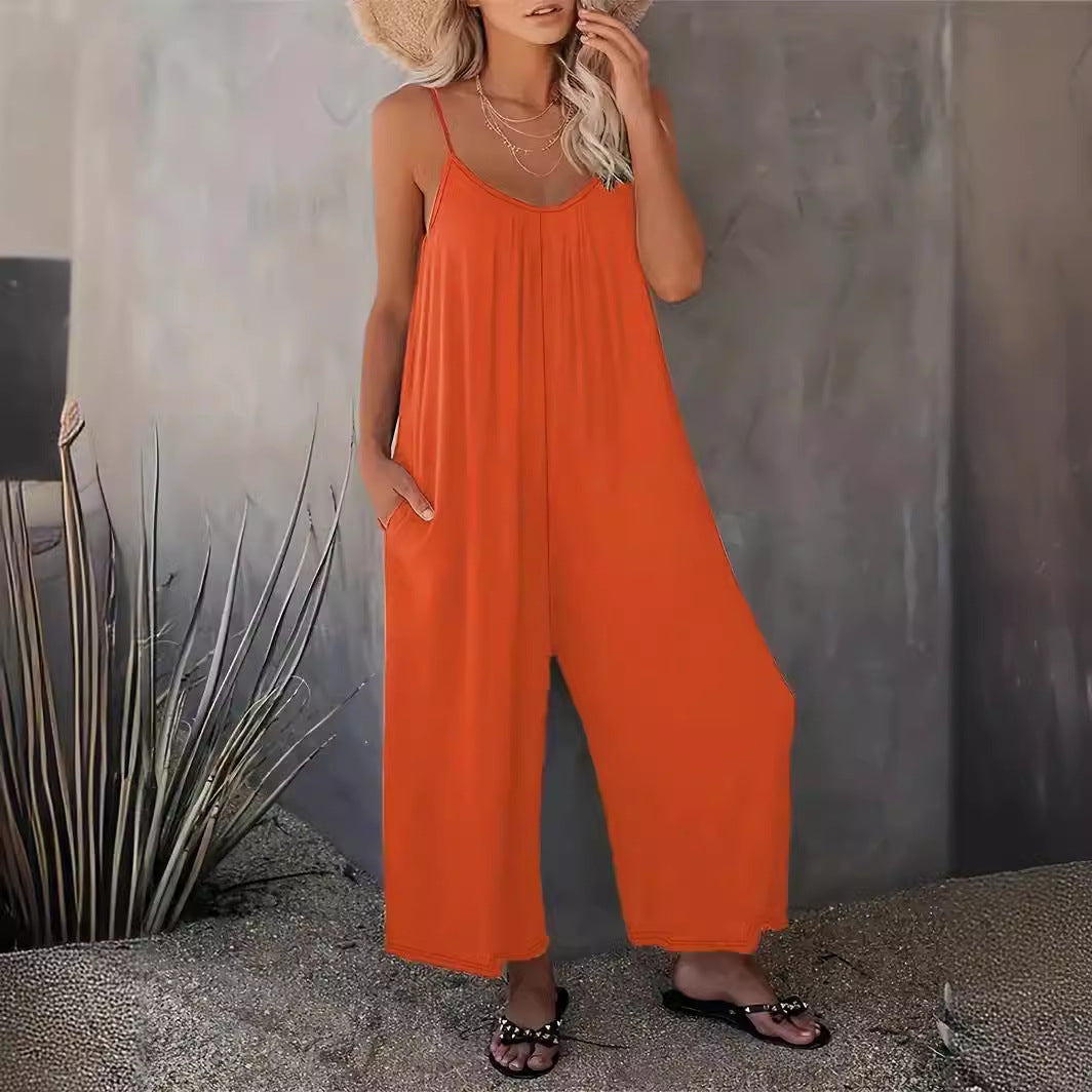 Kvinders afslappet bredt skåret jumpsuit med lommer Stilla