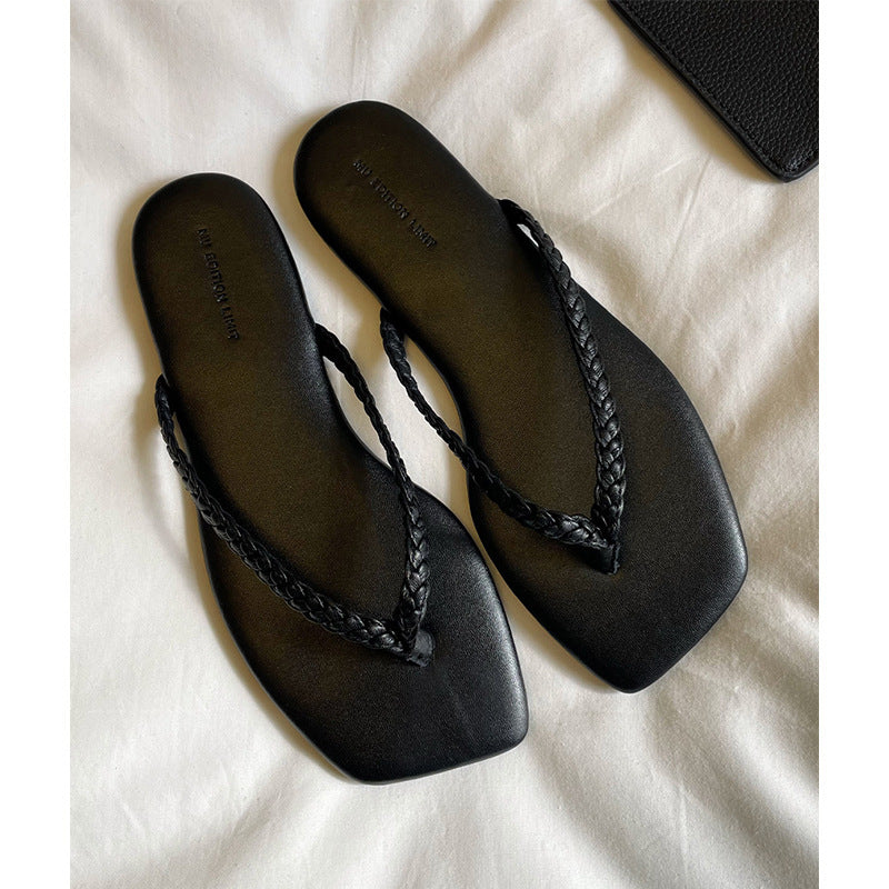 Dame Elegant Flad Remsandaler med Flettet Detalje Stilla