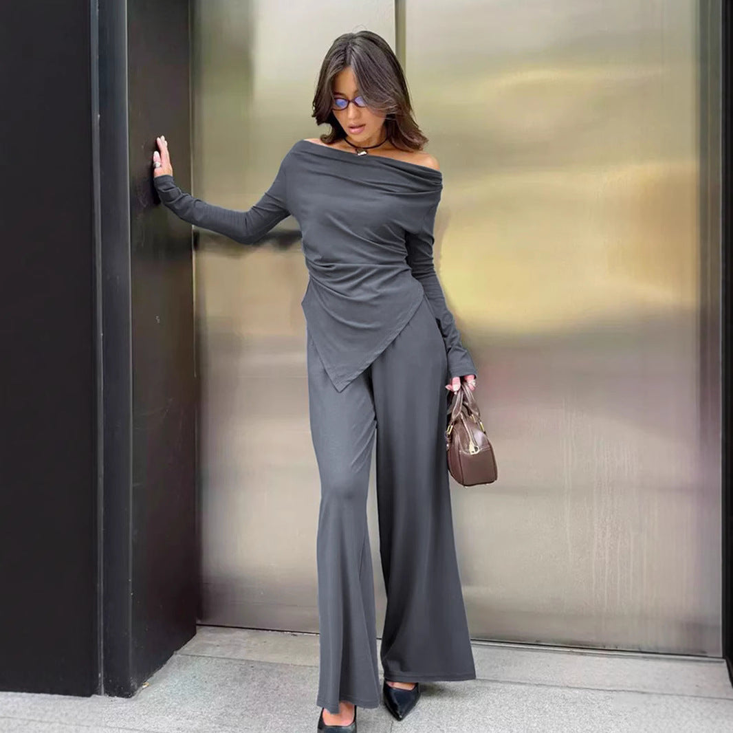 Dame Elegant Jumpsuit med skulderfri design og brede ben Stilla