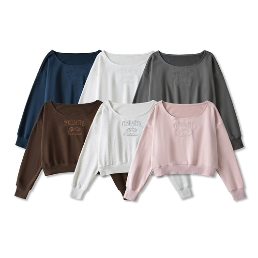 Dame cropped sweatshirt med rund halsudskæring og afslappet design Stilla