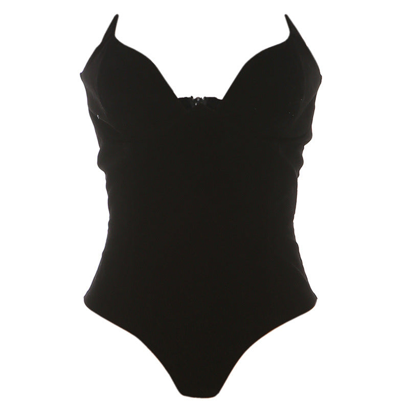 Dame Elegant Badedragt med dyb V-udskæring og dekorative stropper Stilla