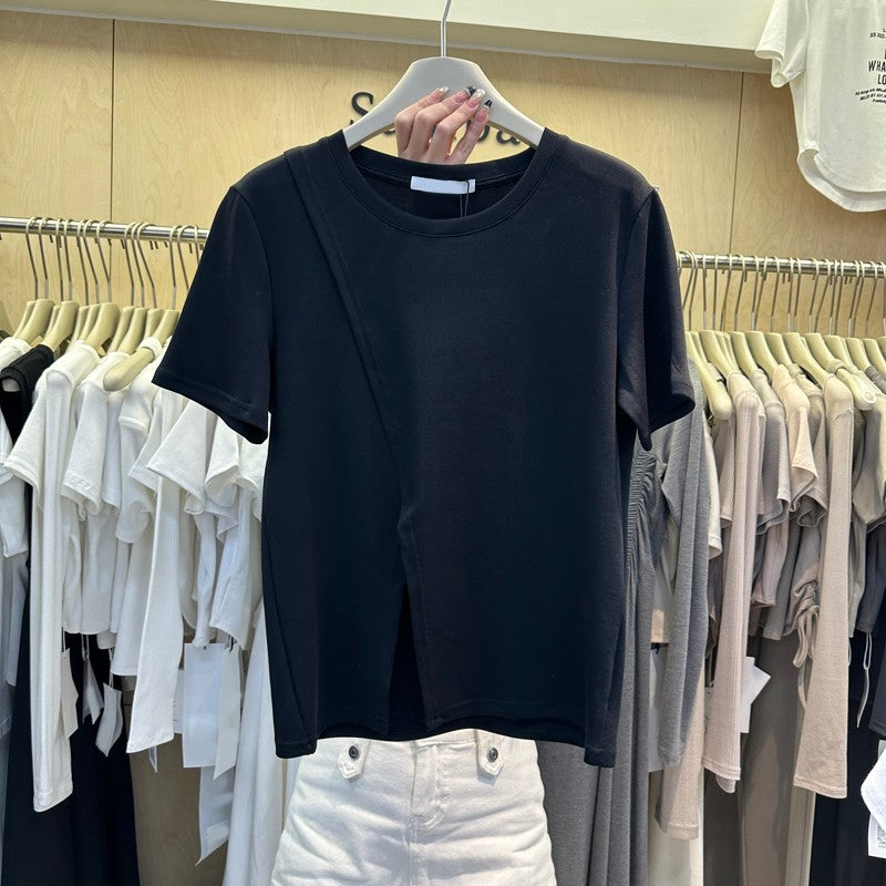 Femme Contemporary Split Søm T-Shirt Stilla
