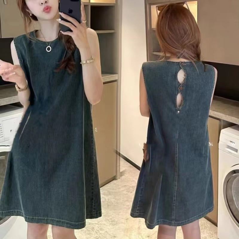 Dame A-linje Denim Kjole Stilla