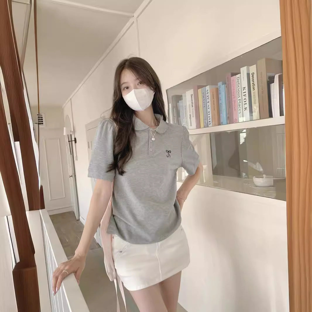Dame Casual Polo-shirt med broderet detalje Stilla