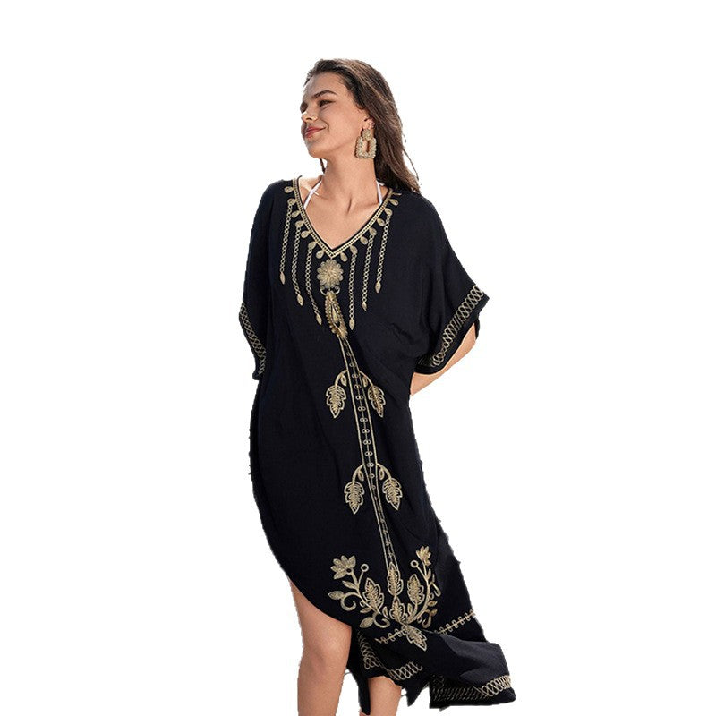 Dame Elegant designet Kaftan med fine broderier Stilla