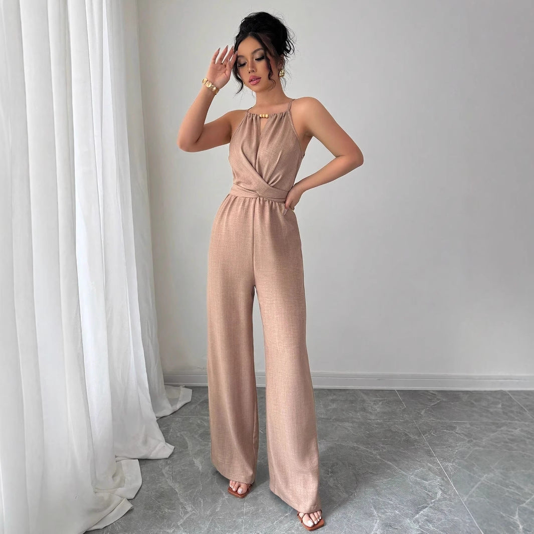 Dame Elegant Jumpsuit med Halterneck-design og figursyet snit Stilla