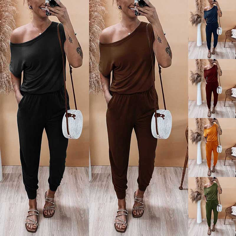 Dame Off-Shoulder Jumpsuit med elastisk liv og afslappet snit Stilla