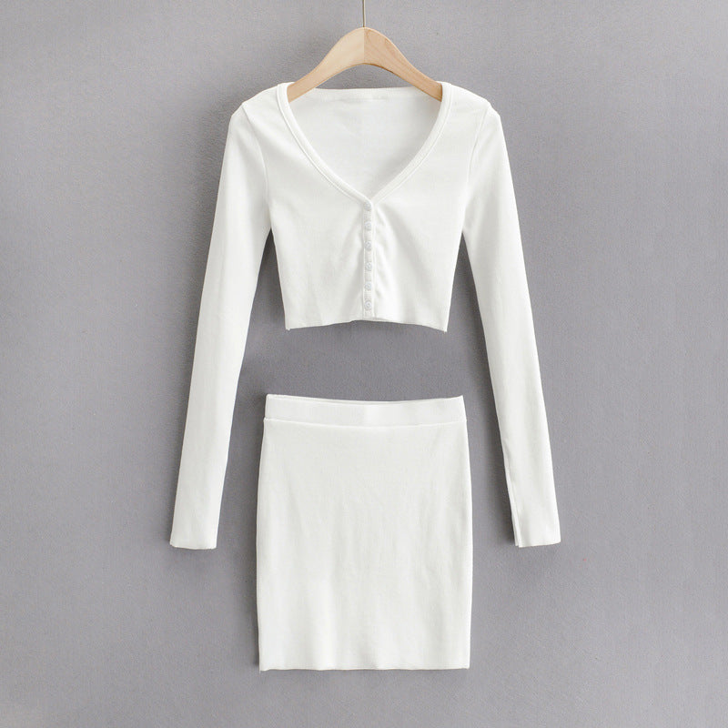 Dame Crop-Top og Nederdel Sæt i elegant Design Stilla