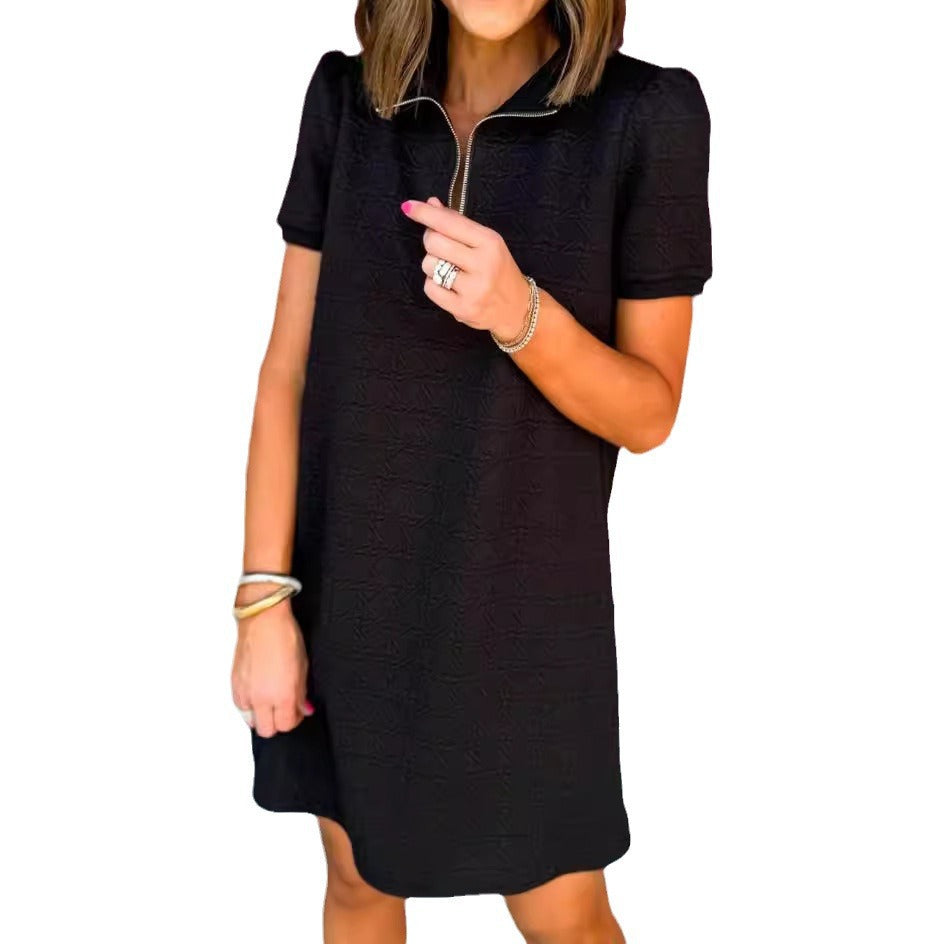 Dame afslappet polo-kjole med kort ærme og halv lynlås Stilla