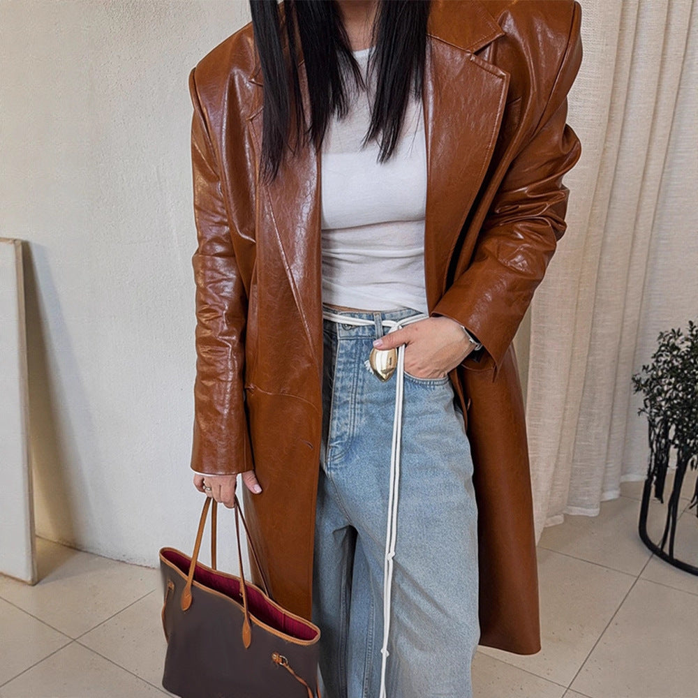 Dame Ekstravagant Læderfrakke Stilla