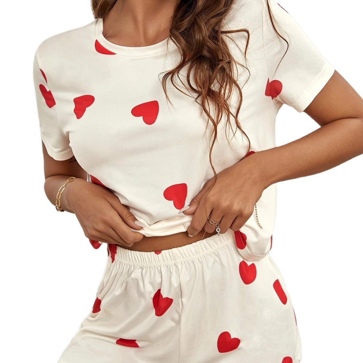 Dame afslappet overdel med hjerteprint Stilla