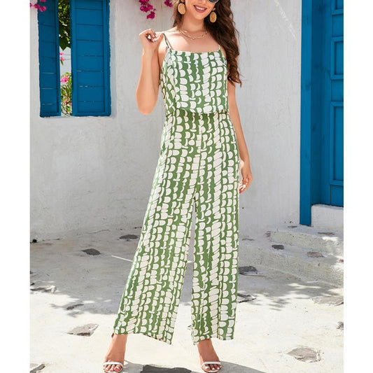 Dame Spaghetti-stropper jumpsuit med flydende brede ben Stilla