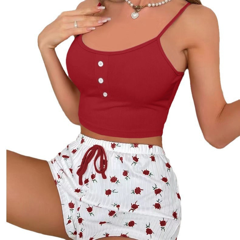 Dame afslappet fritids-sæt bestående af crop-top og shorts Stilla