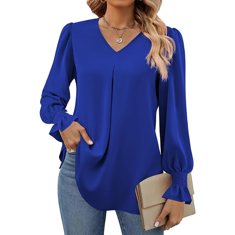 Dame elegant bluse med puffærmer Stilla